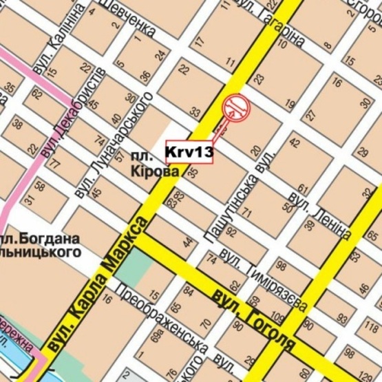 Схема рекламної площини за адресою Большая Перспективная ул. (К.Марксаул.), 25 (настення верхняя), ("Фокстрот", "Алло", кинотеатр "Зоряний",Ин-т Коммерции, Райффайзен Банк Аваль), в направл. ул. Е.Маланюка