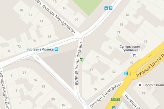 Схема рекламной плоскости по адресу Івана Франка вул., 75 (в центр)