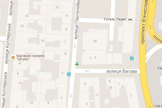 Схема рекламной плоскости по адресу Пантелеймона Куліша вул. - Вагова вул. (в центр)