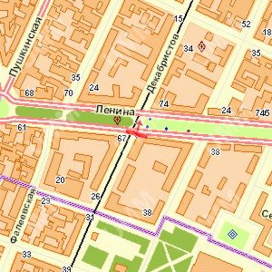 Схема рекламной плоскости по адресу Декабристів (Центральний р-н) вул. - Леніна просп.