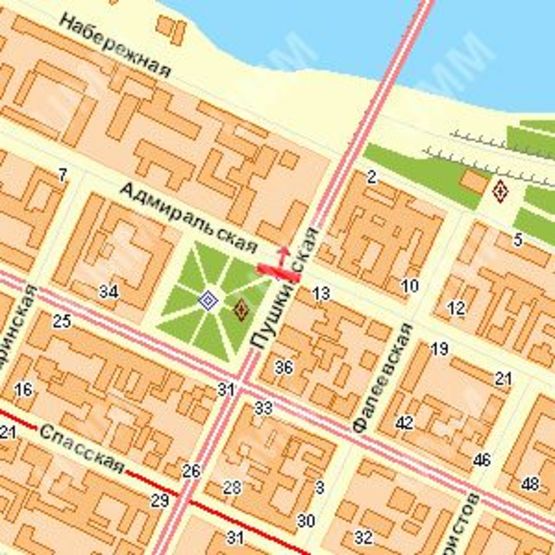 Схема рекламной плоскости по адресу Пушкінська вул. - Адміральська вул.