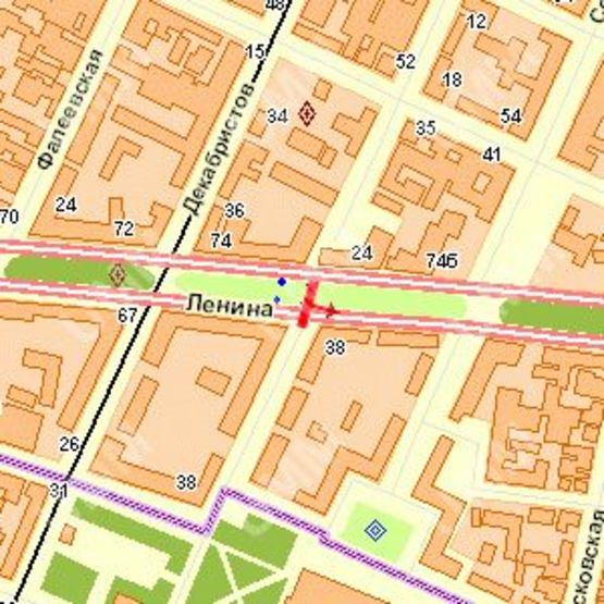 Схема рекламной плоскости по адресу Леніна просп. - Лягіна вул., (№1)