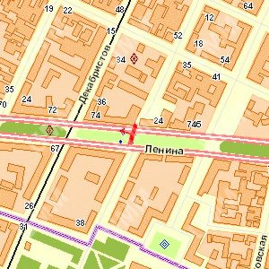 Схема рекламної площини за адресою Леніна просп. - Лягіна вул., (№2)