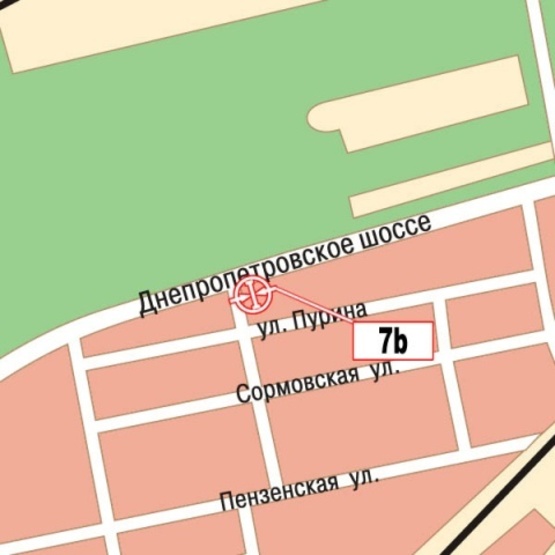 Схема рекламной плоскости по адресу Днепровское шоссе  ( Днепропетровское шоссе) (район АТС 72), на светофоре, АЗС "Vesta", направл в город