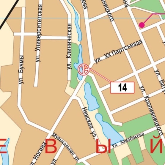 Схема рекламной плоскости по адресу Ракитина ул. (Ногина ул.) (Почта, "Швидко та смачно", автозапчасти "Гараж", мебель "АртЛайн", гастроном), в сторону центра города