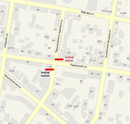 Схема рекламної площини за адресою Проскурівського підпілля вул. - Подільська вул.