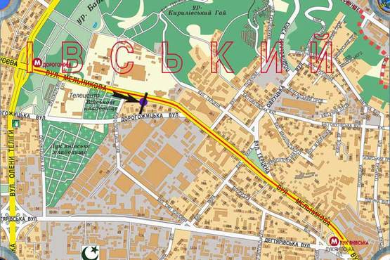 Схема рекламной плоскости по адресу Мельникова,89 , направление на Лукьяновку