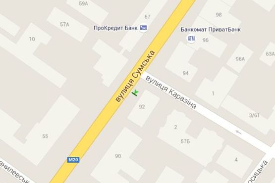 Схема рекламной плоскости по адресу Сумська вул., 92