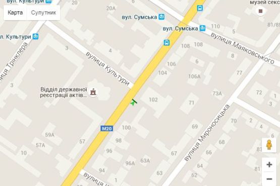 Схема рекламной плоскости по адресу Сумська вул., 100