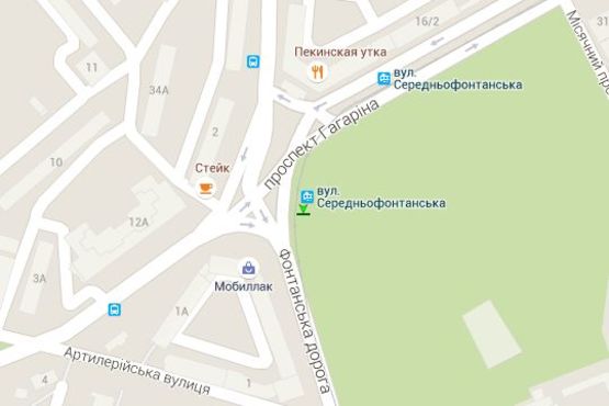 Схема рекламной плоскости по адресу Сeредньофонтанська пл - Фонтанська дорога - Гагаріна просп.