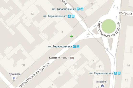 Схема рекламной плоскости по адресу Тираспольська вул., 2 - Тираспольська пл. - Ніжинська вул.