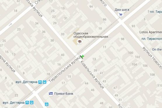 Схема рекламной плоскости по адресу Тираспольська вул., 13 - Кузнечна вул.