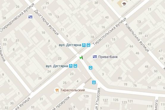 Схема рекламної площини за адресою Тираспольська вул., 19 - Дьогтярна вул.