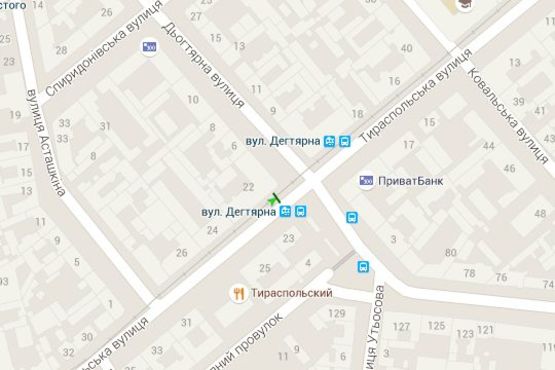 Схема рекламної площини за адресою Тираспольська вул., 22 - Дьогтярна вул.