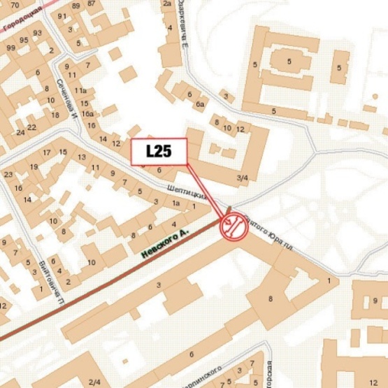 Схема рекламной плоскости по адресу Митрополита Андрея ул.,(фасад), (пл. Святого Юра, Политехнический Ин-т, Гл.Упр.Пенсионного Фонда, бистро "Хит-Кафе"), в направл. просп. Свободы