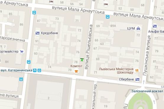 Схема рекламної площини за адресою Рішельєвська вул., 78 - Пантелеймонівська вул.