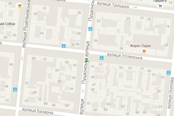 Схема рекламної площини за адресою Пушкінська вул., 41 - Успенська вул.