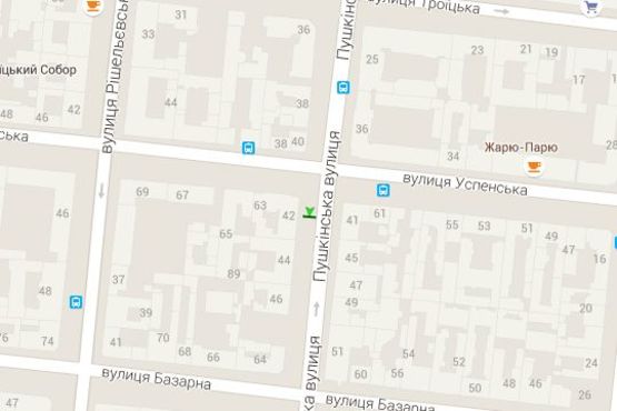 Схема рекламної площини за адресою Пушкінська вул., 42 - Успенська вул.