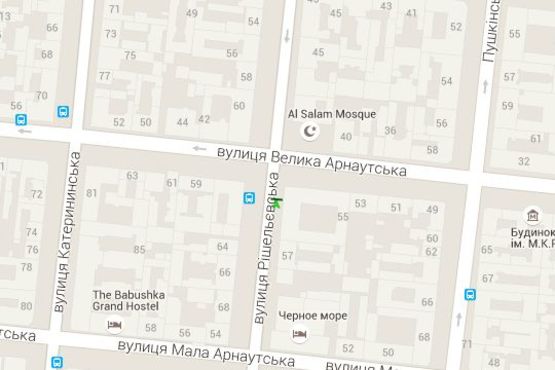 Схема рекламної площини за адресою Ришел'євська вул., 55 - Велика Арнаутська вул. (направл від залізн. вокзала)