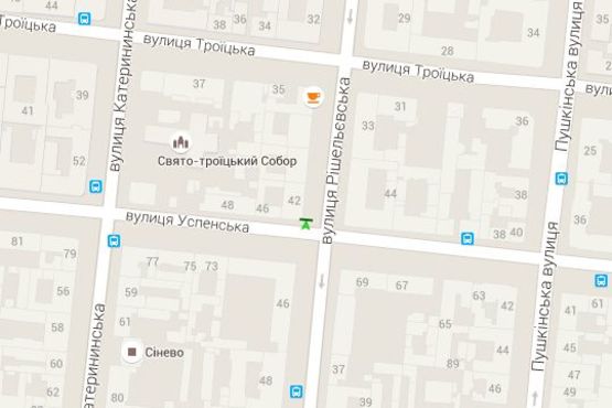 Схема рекламної площини за адресою Ришел'євська вул., 42 - Успенська вул. (направ від залізн. вокзала)