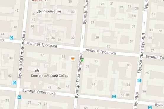 Схема рекламної площини за адресою Ришел'євська вул., 31 - Троїцька вул., 33 (направ від залізн. вокзала)