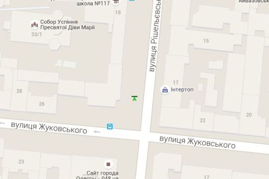 Схема рекламної площини за адресою Ришел'євська вул., 22 - Жуковського вул., 24 (направ від залізн. вокзала)