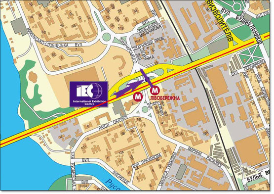 Схема рекламної площини за адресою пр.Броварской ст.м.Левобережная направление ст.м.Дарница