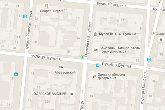 Схема рекламної площини за адресою Пушкінська вул., 16 - Буніна вул.