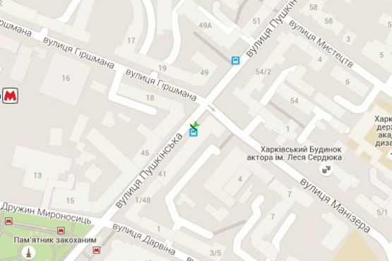 Схема рекламной плоскости по адресу Пушкінська вул., 50/52 (зупинка)