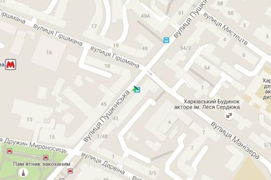 Схема рекламной плоскости по адресу Пушкінська вул., 50/52 (зупинка)