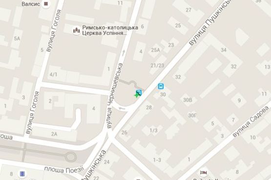 Схема рекламной плоскости по адресу Пушкінська вул., 21 (зупинка)