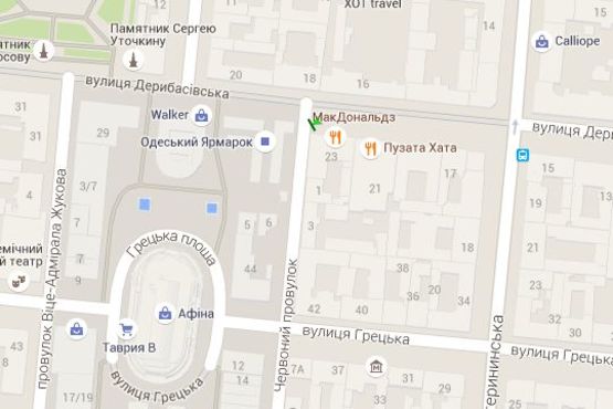 Схема рекламной плоскости по адресу Дерибасівска вул., 23 - Червоний пров.