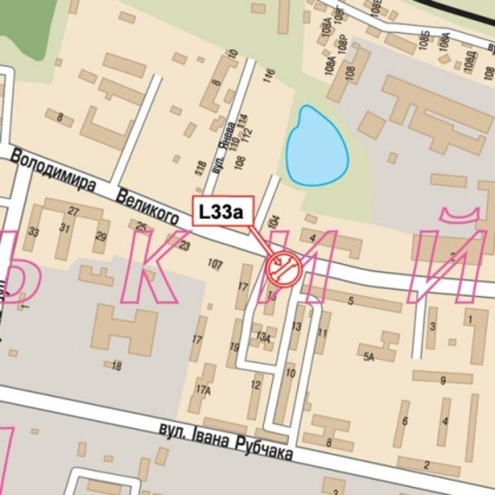 Схема рекламной плоскости по адресу Великого В. ул., 15, (АЗС "УкрНАФТА", кафе "Дария", Научто-Исследовательский Ин-т, магазин "МедТехника"), направл. в центр