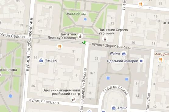 Схема рекламной плоскости по адресу Дерибасівска вул., 31 - Віце-Адмірала Жукова вул.