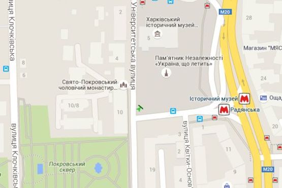 Схема рекламної площини за адресою Конституції пл. - Університетська вул., (колона) (сторона В)