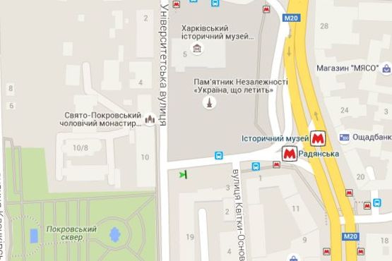 Схема рекламной плоскости по адресу Конституції пл. - Університетська вул.