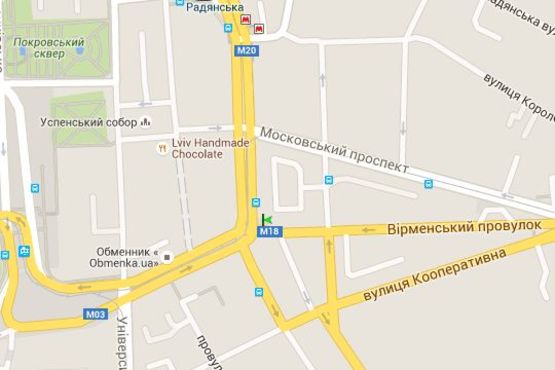 Схема рекламної площини за адресою Конституції пл. - Вірменський пров. (№1)