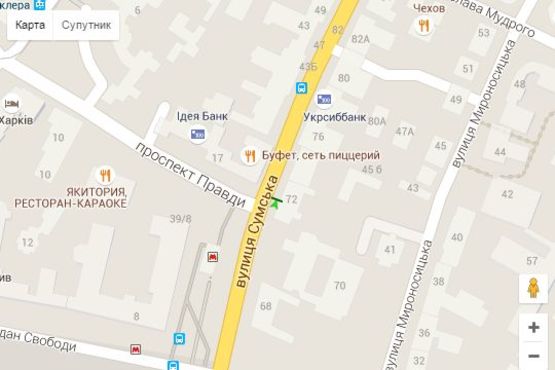 Схема рекламной плоскости по адресу Сумська вул., 74