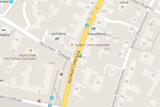 Схема рекламной плоскости по адресу Сумська вул., 74