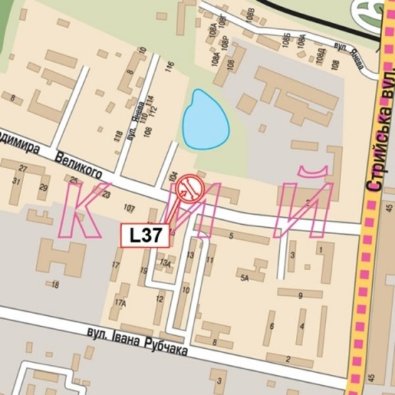 Схема рекламной плоскости по адресу Великого В. ул., 6, (АЗС "УкрНАФТА", общест.организация "Автопомощ", кафе "Дария", СШ №2), в направл. Стрыйской ул.