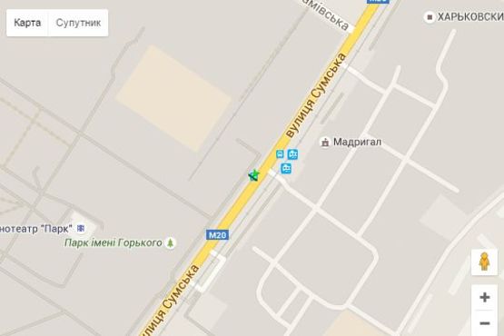 Схема рекламной плоскости по адресу Сумська вул., 81 (зупинка "Дитяча залізниця")