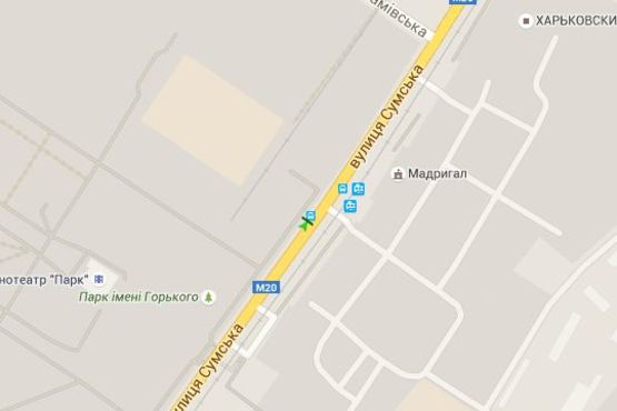 Схема рекламной плоскости по адресу Сумська вул., 81 (зупинка "Дитяча залізниця")