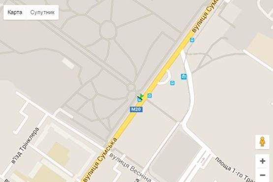 Схема рекламной плоскости по адресу Сумська вул., 81 (зупинка "Парк ім. Горького")