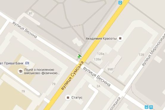 Схема рекламной плоскости по адресу Сумська вул. - Весніна вул.