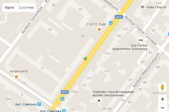 Схема рекламной плоскости по адресу Сумська вул., 73/75