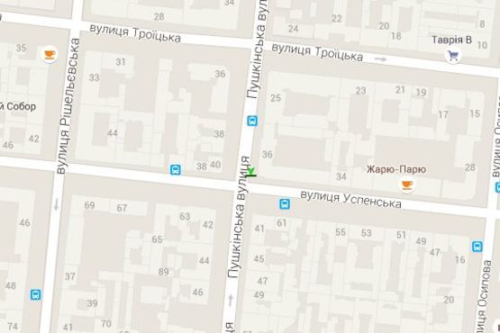 Схема рекламної площини за адресою Пушкінська вул., 39 - Успенська вул.