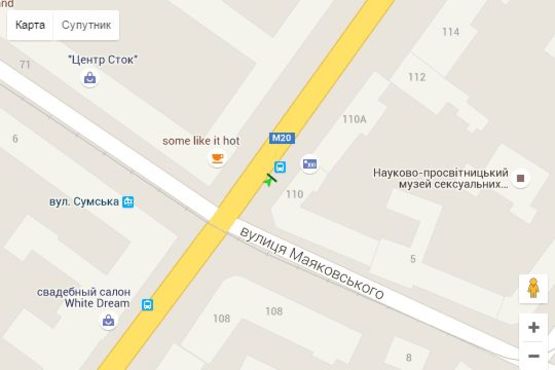 Схема рекламної площини за адресою Сумська вул., 110 (зупинка)