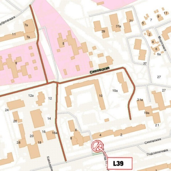 Схема рекламной плоскости по адресу Сыховская ул., 8, (ТЦ "Сыхов", Новая почта №6, Еврошоп, "Футбольная точка", ТК "Искра", Сыховский рынок), направл. прос. Красной Калины