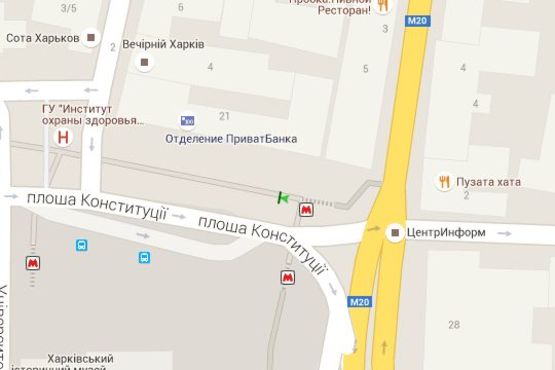 Схема рекламной плоскости по адресу Конституції пл., 21 (№1)