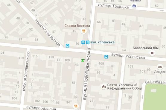 Схема рекламної площини за адресою Преображенська вул., 49 - Успенська вул.